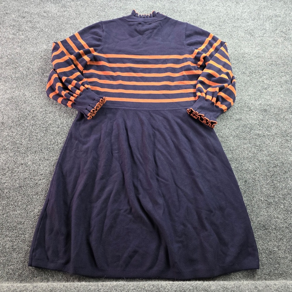 Eliza J Sweater Dress Ruffle Mock Neck Striped Knit Long Sleeve 1X‎ Navy Orange - Picture 3 of 8